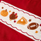 Fall Turkey Embroidered Boy Set – Orange Checkered with Thanksgiving Details