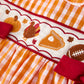 Fall Turkey Embroidered Dress for Girls – Orange Checkered with Thanksgiving Details