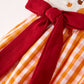 Fall Turkey Embroidered Dress for Girls – Orange Checkered with Thanksgiving Details