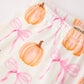 Halloween Thanksgiving Pumpkin Bow Fur Pajama Set