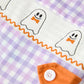 Halloween Ghost Plaid Smocked Baby Boy Romper