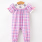 Halloween Plaid Bat Smocked Girls Romper