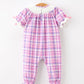 Halloween Plaid Bat Smocked Girls Romper