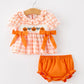 Halloween Pumpkin Plaid Girls Bloomer Set