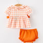 Halloween Pumpkin Plaid Girls Bloomer Set
