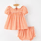 Thanksgiving Halloween Pumpkin Puff Sleeve Girls Bloomer Set