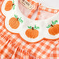 Fall Pumpkin Embroidered Puff Sleeve Girls Dress