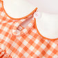 Fall Pumpkin Embroidered Puff Sleeve Girls Dress