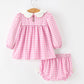 Thanksgiving Halloween Pumpkin Embroidery Pink Plaid Girls Bloomer Set