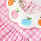 Thanksgiving Halloween Pumpkin Embroidery Pink Plaid Girls Bloomer Set