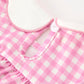 Thanksgiving Halloween Pumpkin Embroidery Pink Plaid Girls Bloomer Set