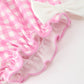 Thanksgiving Halloween Pumpkin Embroidery Pink Plaid Girls Bloomer Set
