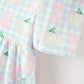 Fall Pumpkin Bow Plaid Girls Ruffle Hem Dress