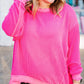 Rose Red Drop Shoulder Uneven Hem Plus Size Twisted Rib Top