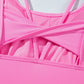 Bright Pink Twisted Strappy Back Active Mini Dress with Shorts