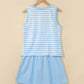 Sky Blue Stripe Slim Tank Contrast Ruffle Mini Skort Set