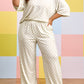 Khaki Plus Size Checkered Print Half Sleeve Tee Loose Pants Two-piece Lounge Set
