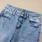 Beau Blue Acid Wash Pocket Detail Flare Jeans