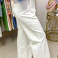 Yellow Solid Color Scalloped Patch Pocket Shift Jeans