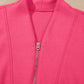Fiery Red Quarter Zip Sleeveless Top Drawstring Shorts Casual 2pcs Outfit