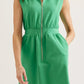Bright Green Sleeveless Zip Front Scallop Hem Mini Dress