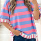 Yellow Stripe Exposed Seam Contrast Patchwork Oversized Top