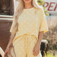 Pink Polka Dot Short Sleeve Loose Top Drawstring Shorts Set