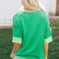Mint Green Loose Uneven Hem Twist Ribbed T Shirt