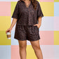 Brown Plus Size Leopard Short Set