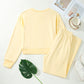Yellow Cream Eyelet Embroidered Lace Patchwork Cropped Pullover Drawstring Pants Set