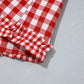 Red Plaid Long Sleeve Button Down Frill Detail Casual Shirt