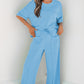 Sky Blue Drop Shoulder Boxy Tee and Barrel Pants Set