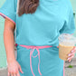 Bonbon Plus Size Contrast Trim T Shirt and Skirt Two Piece Set