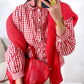 Red Plaid Long Sleeve Button Down Frill Detail Casual Shirt