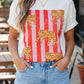 Dark Grey Cheetah Striped Print Retro Fashion Graphic Tee