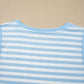 Sky Blue Stripe Slim Tank Contrast Ruffle Mini Skort Set