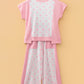 Sky Blue Color Block Patchwork Polka Dot Wide Leg Pant Set