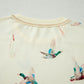 Beige Mallard Duck Print Oversized Tee Drawstring Short Set