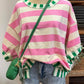 Yellow Stripe Exposed Seam Contrast Patchwork Oversized Top