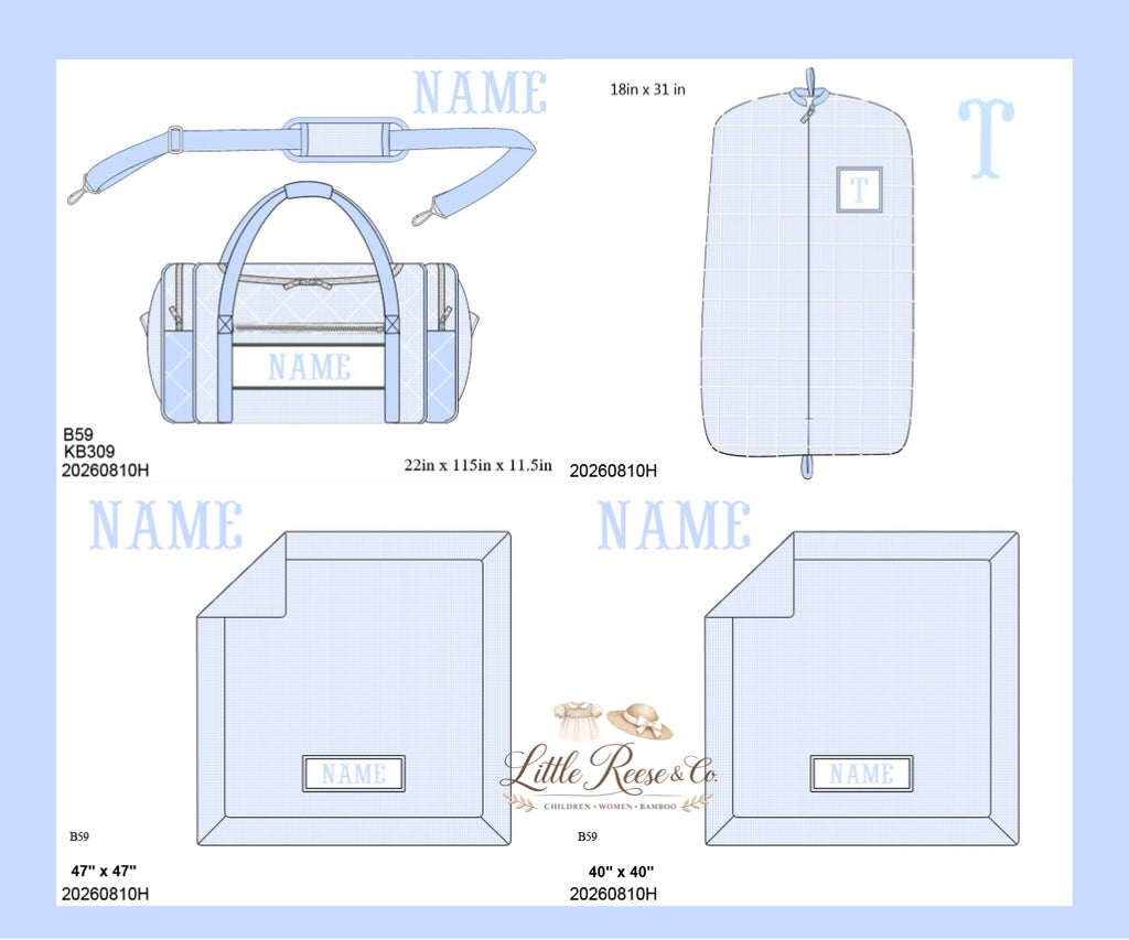 Blue Gingham Quilted Smock Luggage