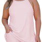 Pink Plus Size Build-in Shorts Sleeveless Dress With Short Two Piece Set