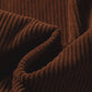 Coffee Solid Color Ruffle Trim V Neck Long Sleeve Button Corduroy Shakcet