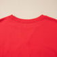 Fiery Red GAMEDAY Embroidered Patch Pattern Casual Shift Sweatshirt