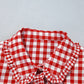 Red Plaid Long Sleeve Button Down Frill Detail Casual Shirt