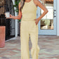 Sachet Pink Slim Ribbed Tank Top and Sweatpants Set