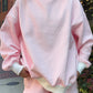 Sky Blue Stripe Oversize Mock Neck Sweatshirt and Shorts Set