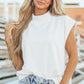 Yellow Solid Color High Neck Cap Sleeve Loose Top