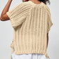 Ashleigh Blue Plus Size Open Knit Bow Tie Short Sleeve Sweater