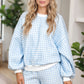 Pink Plaid Baggy Pullover Drawstring Casual Shorts 2pcs Outfit