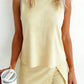 Yellow Contrast Trim Ribbed Tank Split Skort 2pcs Set